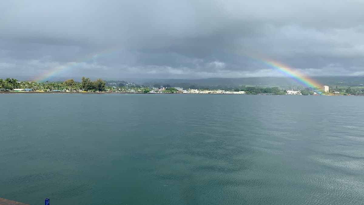 rainbow over school bus